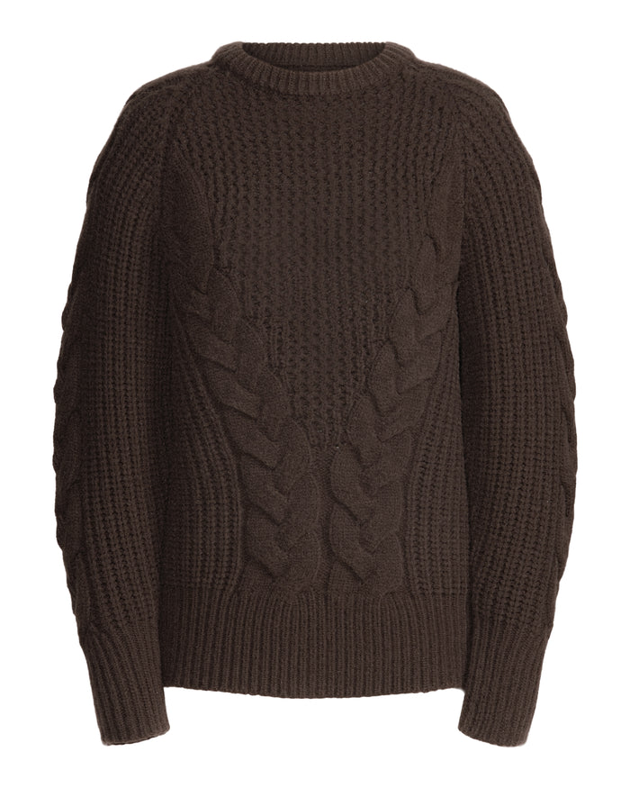 Chocolate Brown Cable Knit Sweater