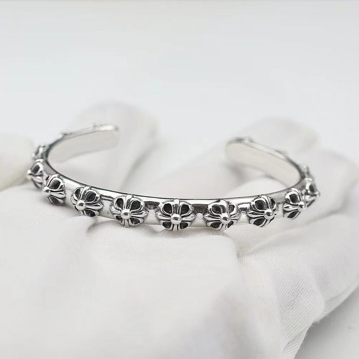 Chrome Hearts Cross Flower Cuff Bracelet – bracelet front view
