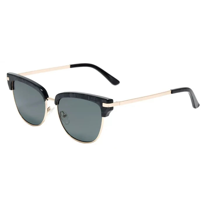 Classic Clubmaster Style Sunglasses with Gold Accents
