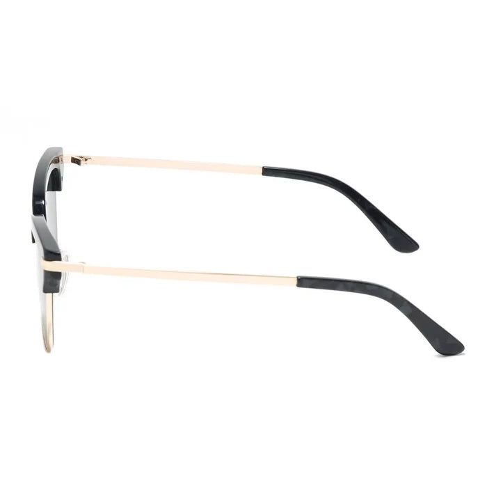 Classic Clubmaster Style Sunglasses with Gold Accents