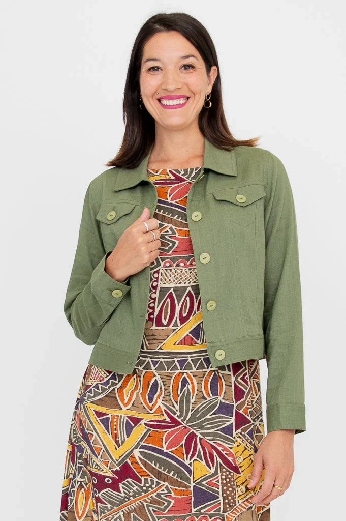 Colleen Khaki Linen Jacket
