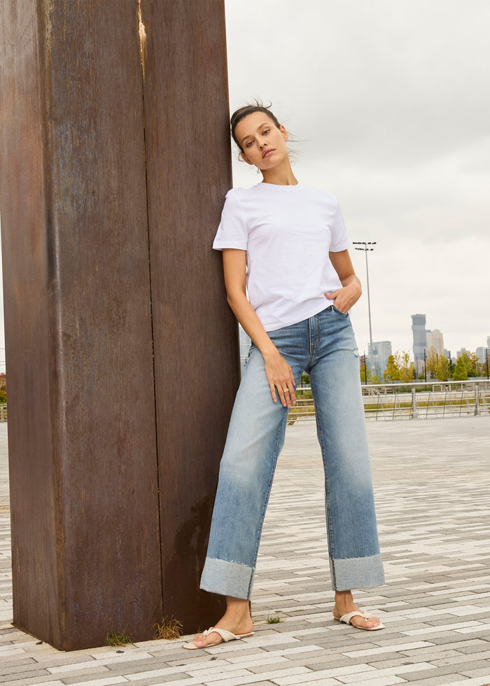 Edyson - Conrad High Rise Cuffed Wide Leg Jeans - Medium Hobart -