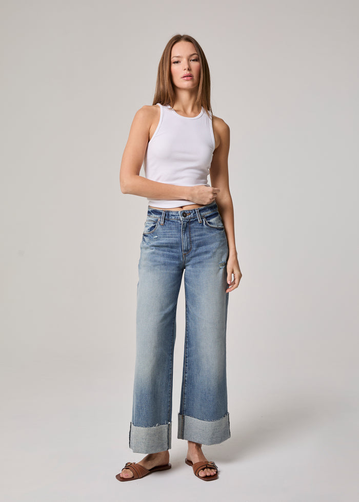Edyson - Conrad High Rise Cuffed Wide Leg Jeans - Medium Hobart -