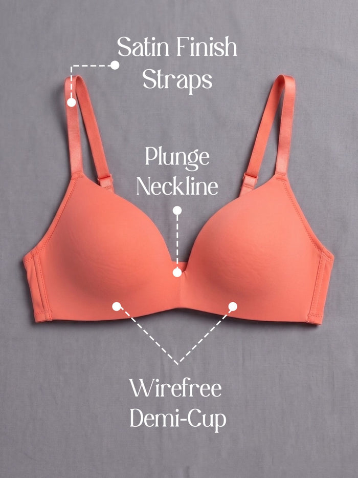 Coral Padded Wirefree Demi Cup Bra