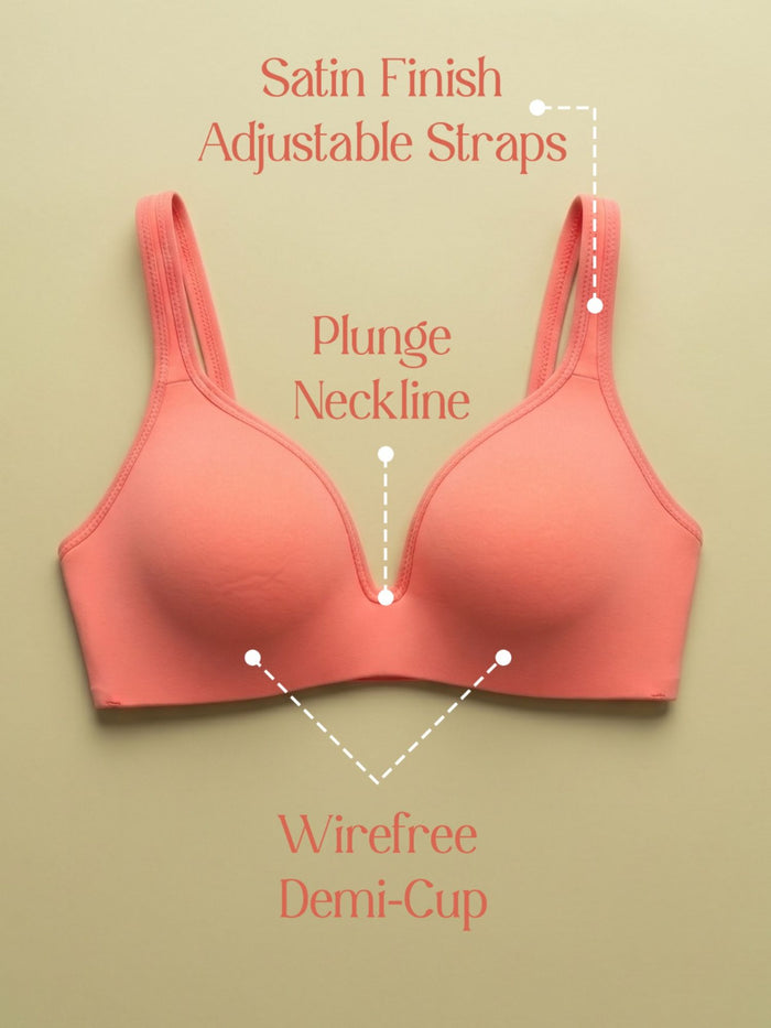 Coral Padded Wirefree Demi Cup Bra