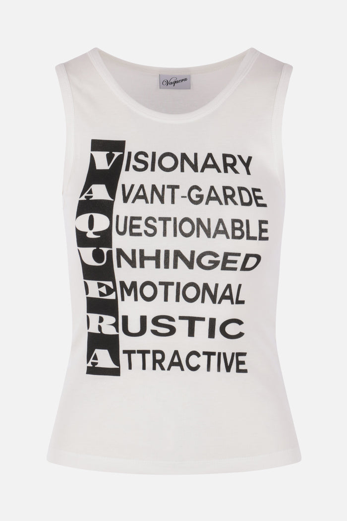cotton tank top with logo print