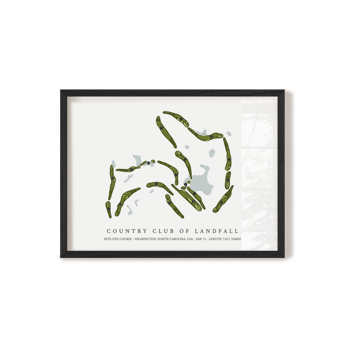 Country Club of Landfall - Pete Dye Course | Golf Course Map | Black Frame