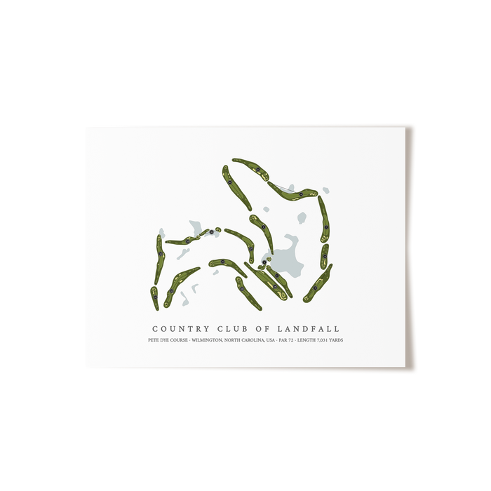 Country Club of Landfall - Pete Dye Course | Golf Course Map | Unframed