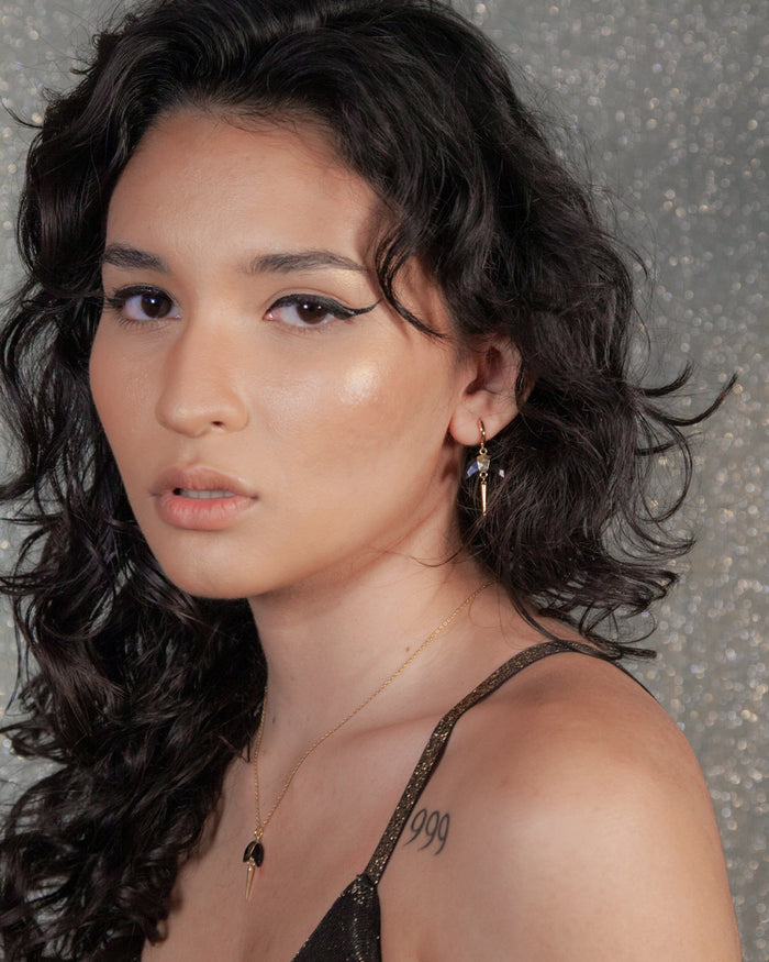 Luna Norte - Crescent Horn Mismatched Huggie Hoop Earring -