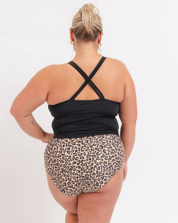 Crossover Tankini Swim Top in Black