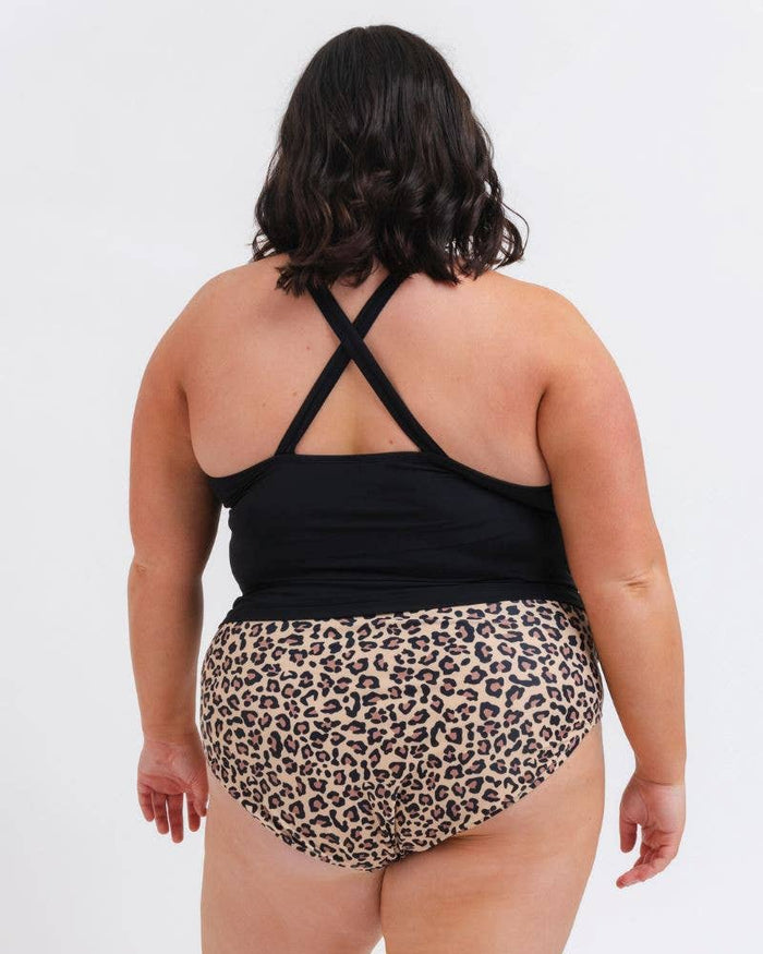 Crossover Tankini Swim Top in Black