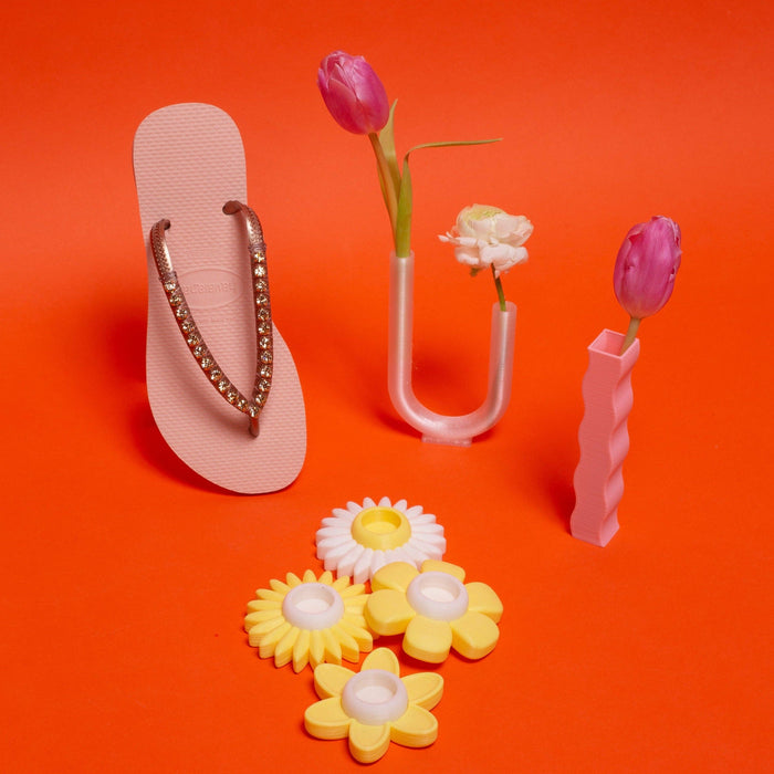 Mini Crystal Flip Flops in Pink - Laluxe Femme