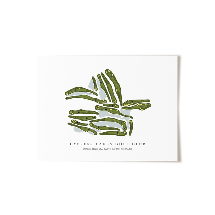 Cypress Lakes Golf Club | Golf Course Map | Unframed