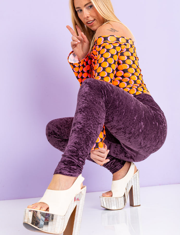 Damson Crushed Velvet Leggings