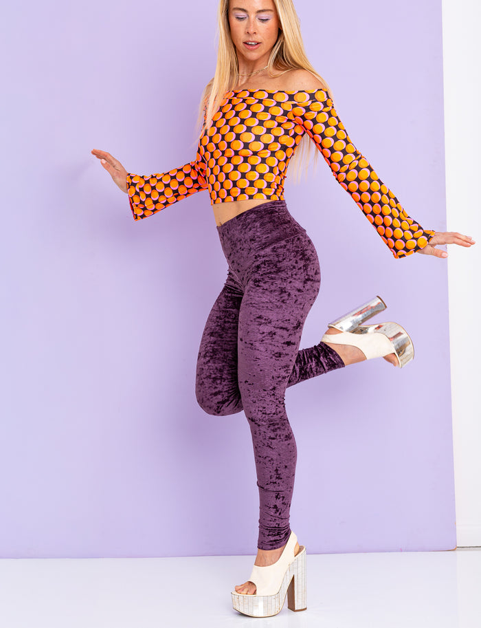 Damson Crushed Velvet Leggings
