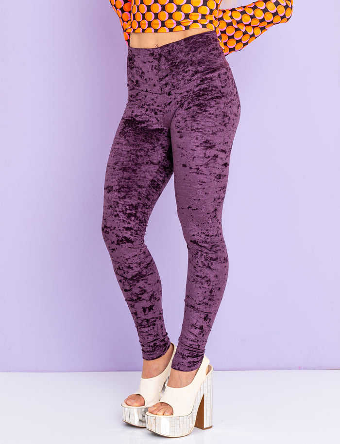 Damson Crushed Velvet Leggings