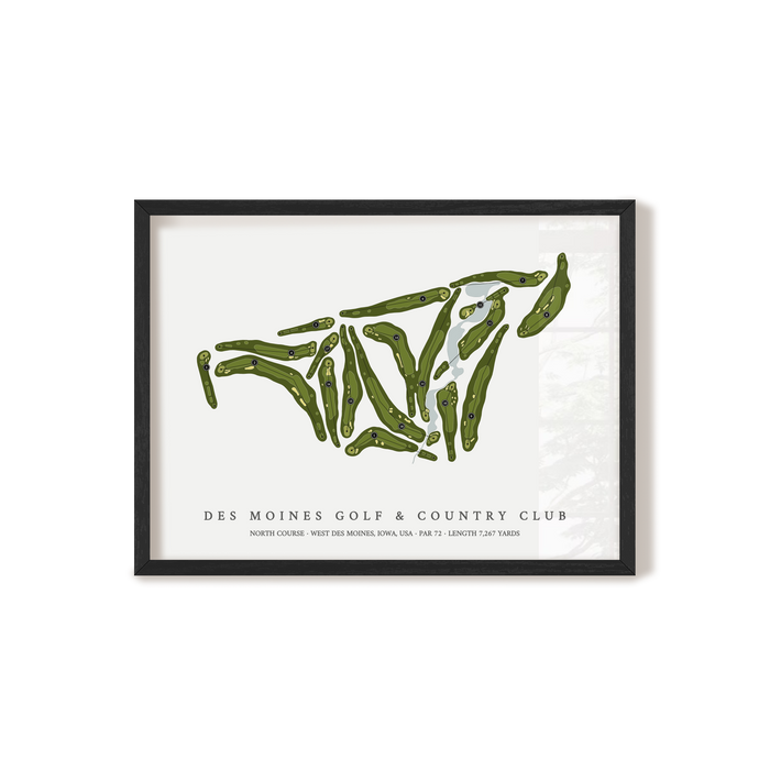 Des Moines Golf & Country Club - North Course | Golf Course Map | Black Frame