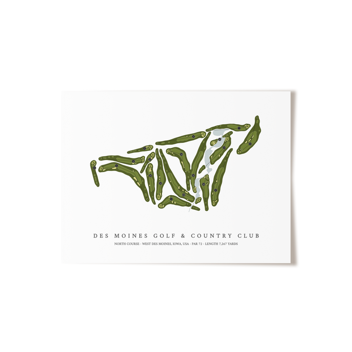 Des Moines Golf & Country Club - North Course | Golf Course Map | Unframed