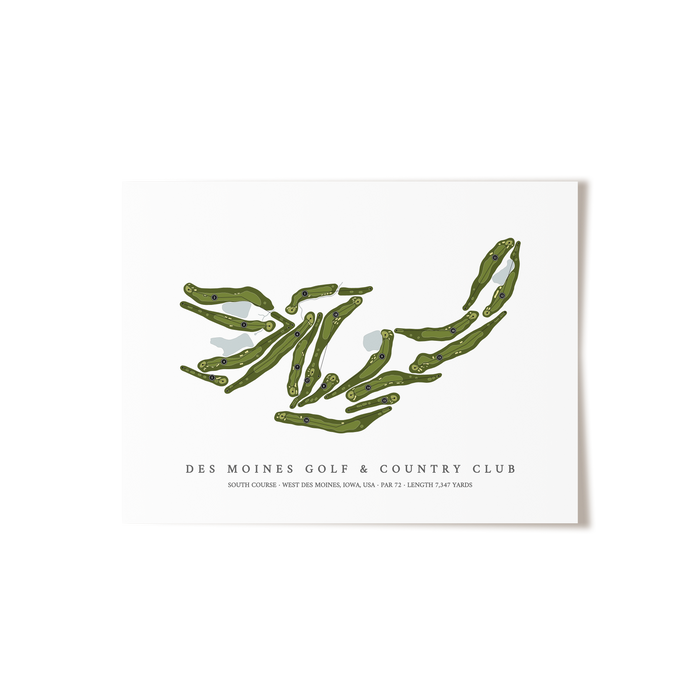 Des Moines Golf & Country Club - South Course | Golf Course Map | Unframed