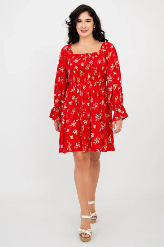 Eden Linen Dress in Red