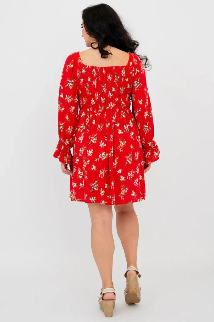 Eden Linen Dress in Red