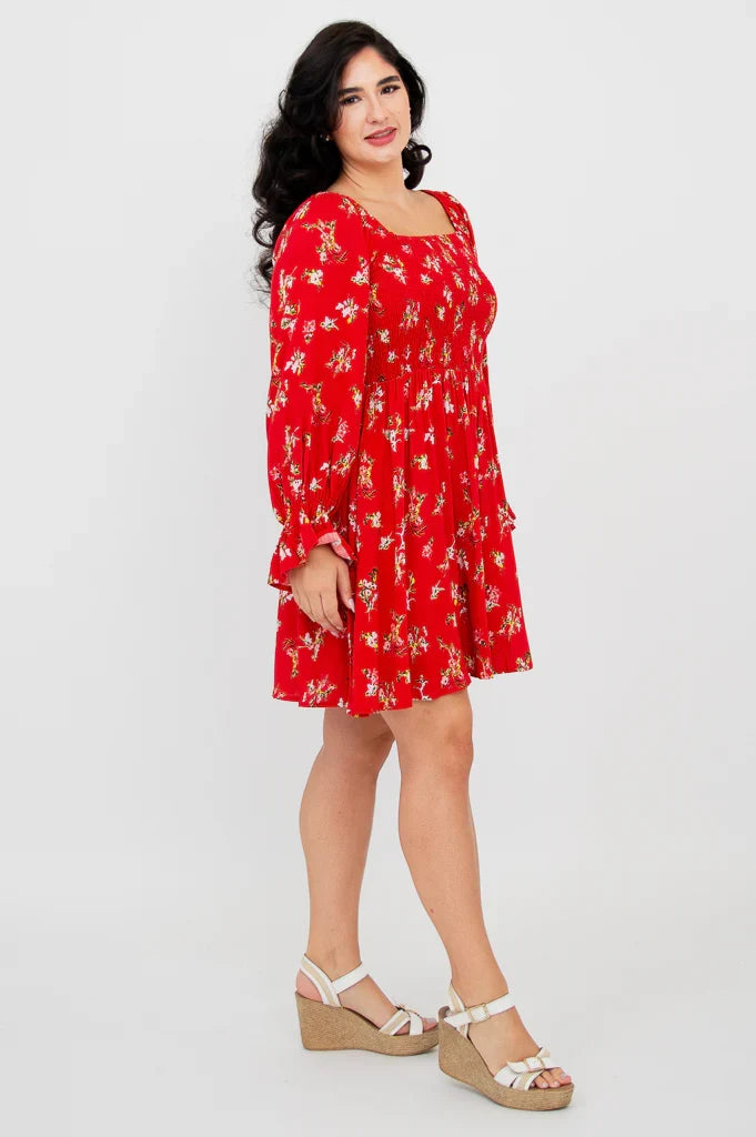 Eden Linen Dress in Red