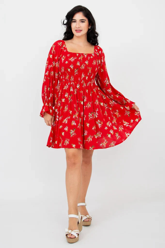 Eden Linen Dress in Red
