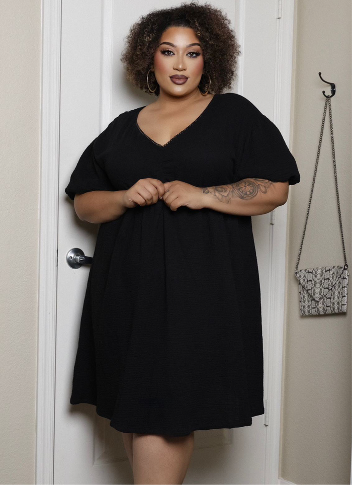 Elodie Babydoll Dress in Black