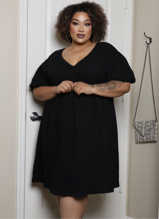 Elodie Babydoll Dress in Black