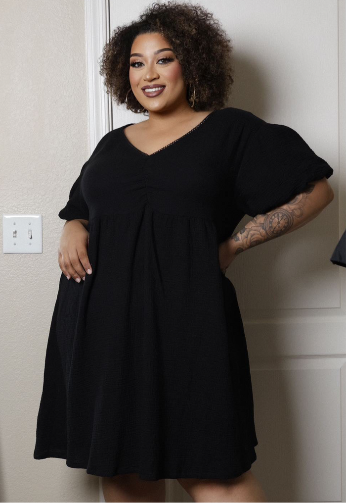 Elodie Babydoll Dress in Black