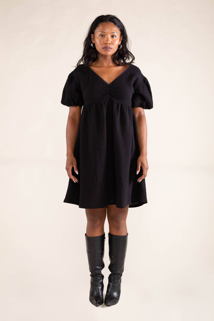 Elodie Babydoll Dress in Black