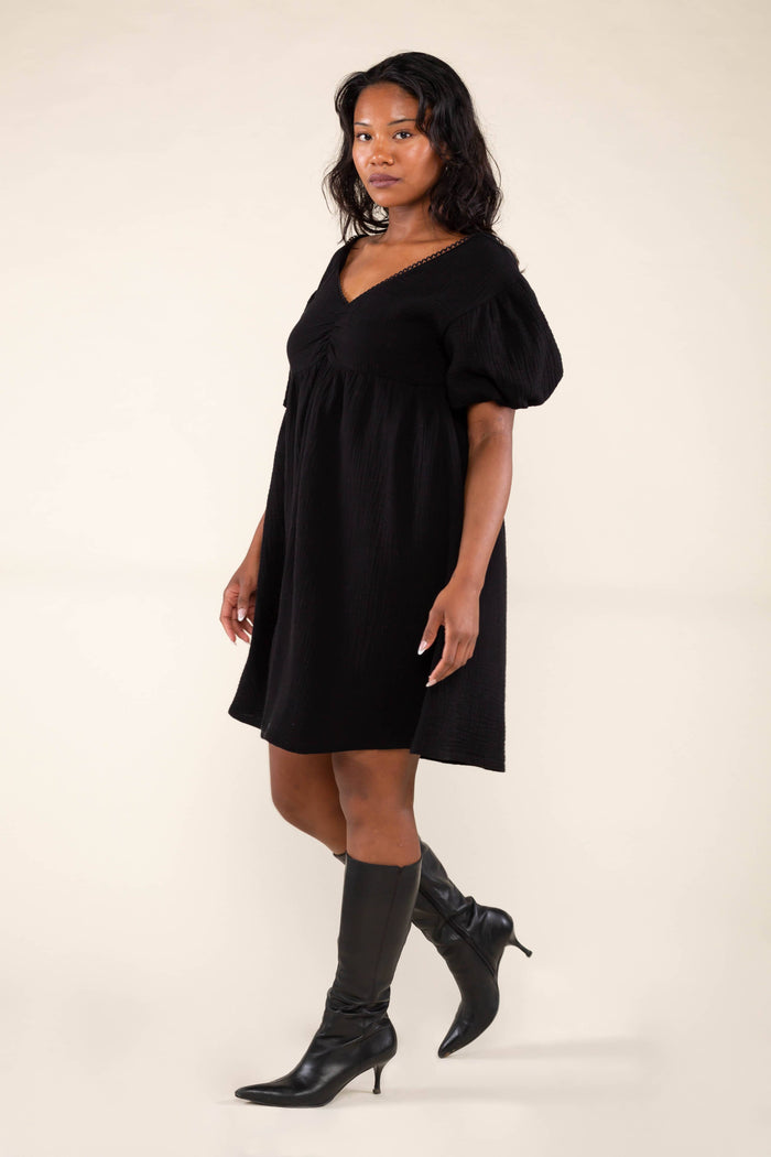 Elodie Babydoll Dress in Black