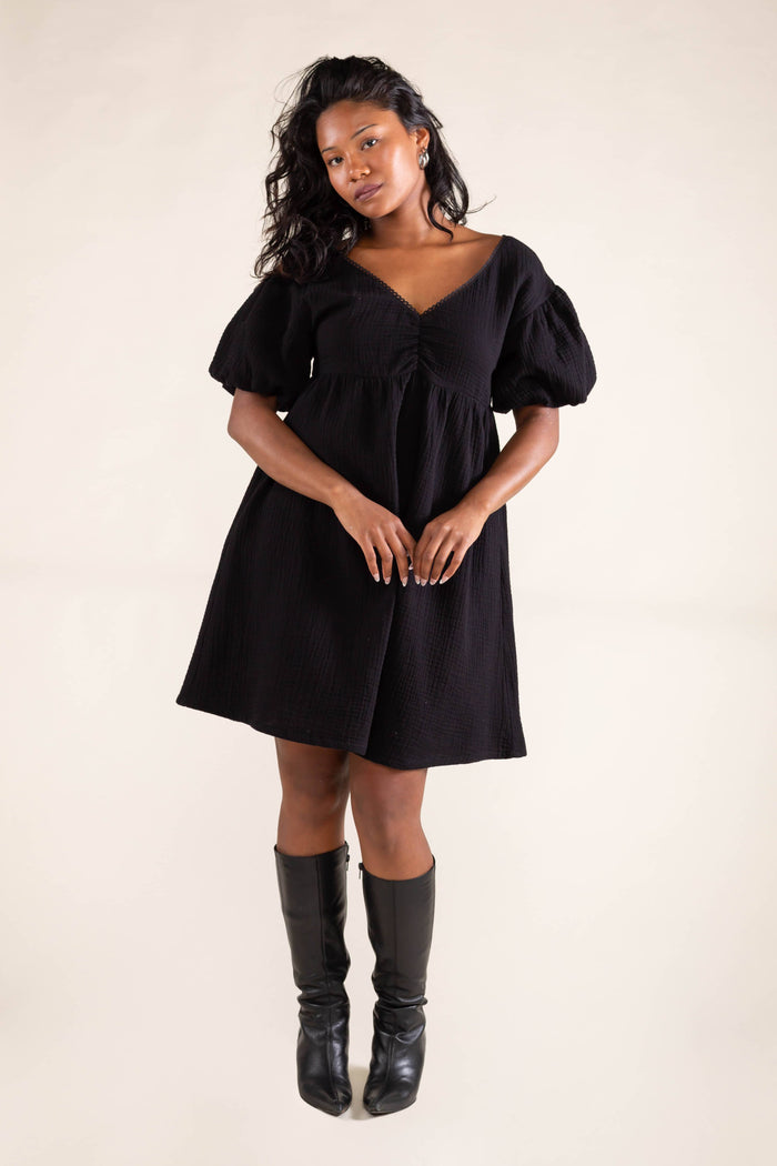 Elodie Babydoll Dress in Black