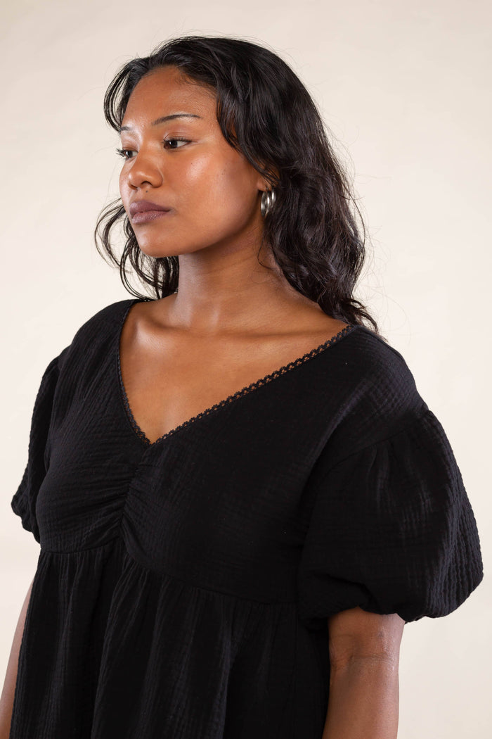Elodie Babydoll Dress in Black