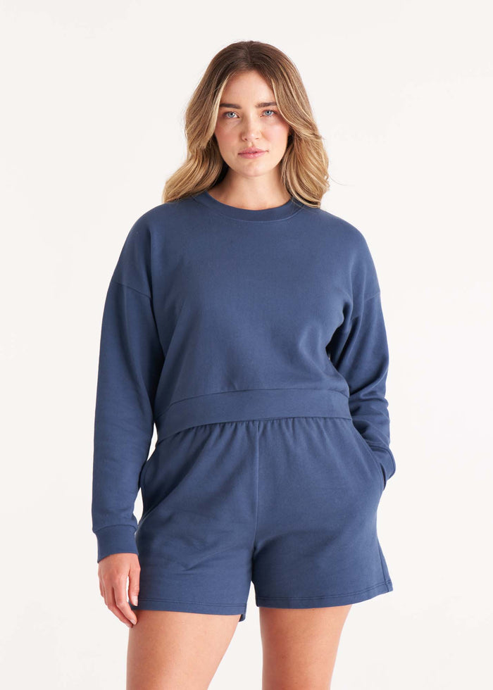 Everyday Crop Sweatshirt in Deep Blue