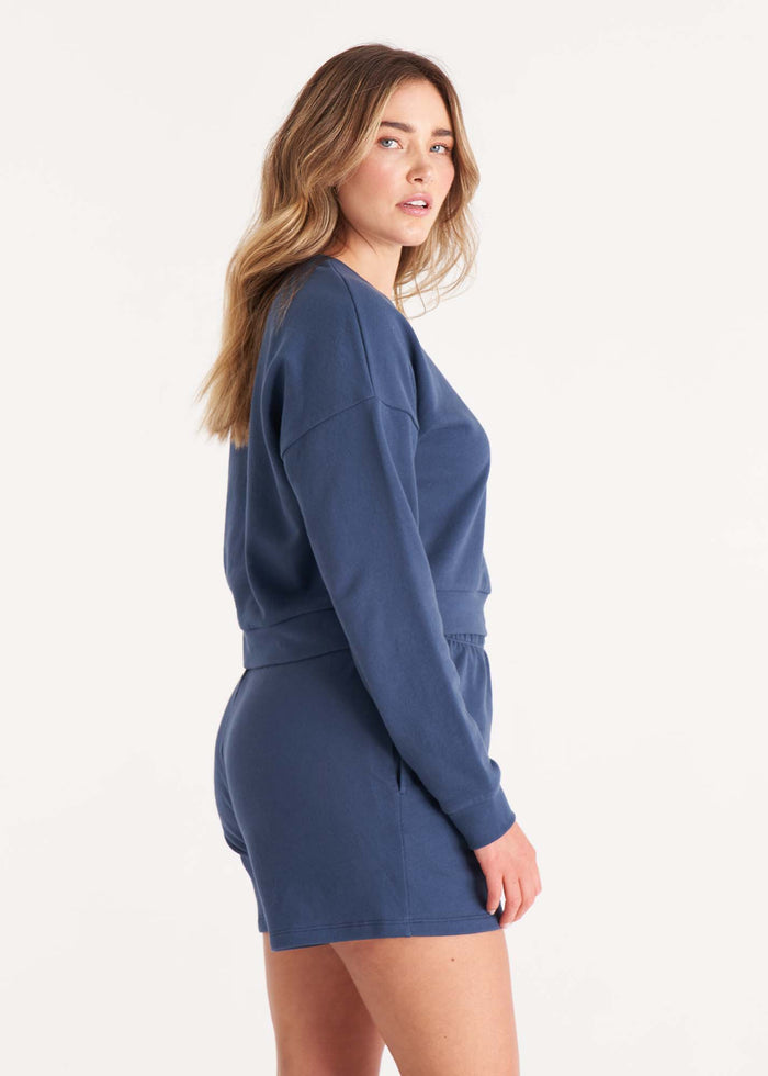Everyday Crop Sweatshirt in Deep Blue