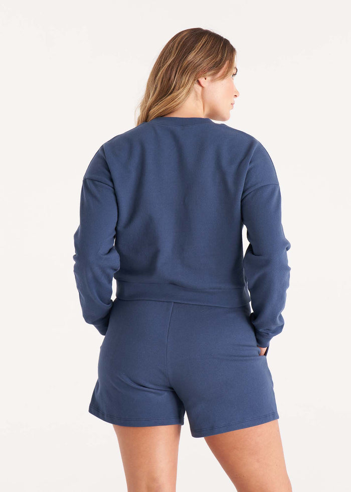 Everyday Crop Sweatshirt in Deep Blue
