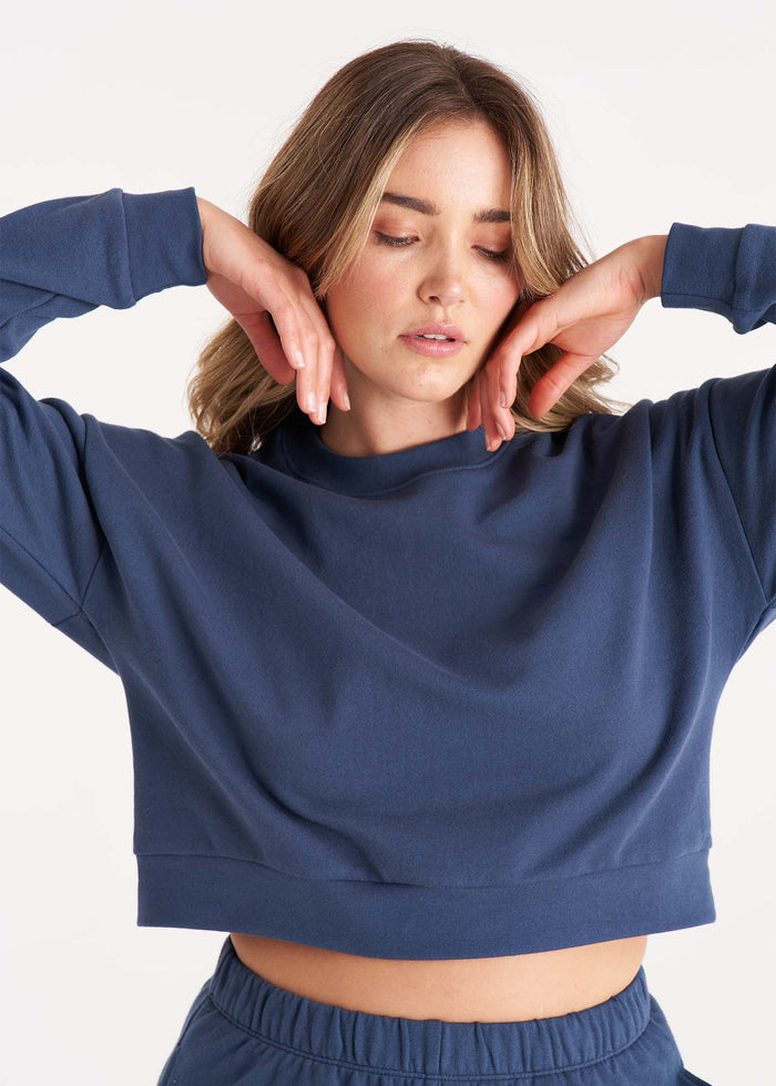 Everyday Crop Sweatshirt in Deep Blue