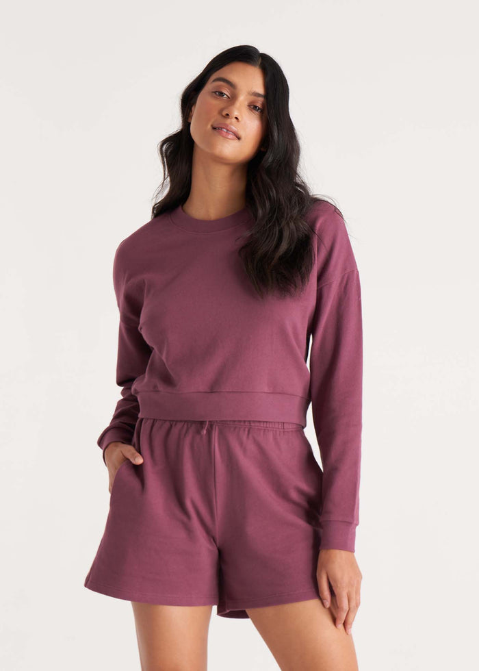 Everyday Crop Sweatshirt in Rose Pink