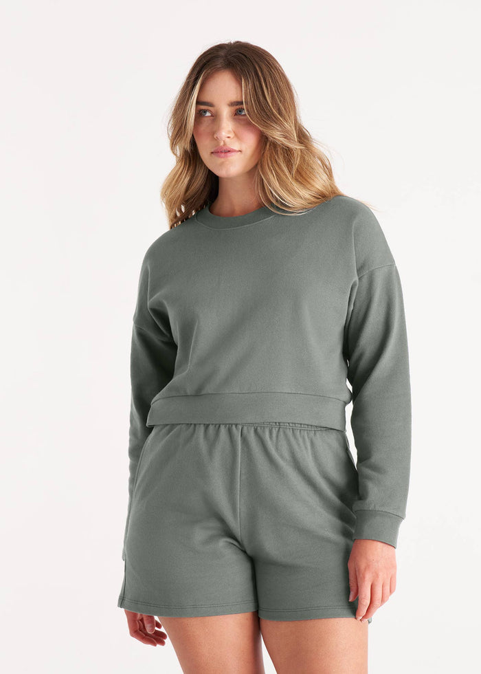 Everyday Crop Sweatshirt in Sage Green