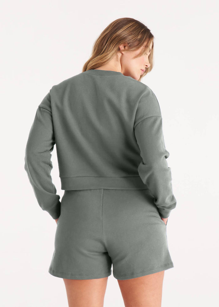 Everyday Crop Sweatshirt in Sage Green