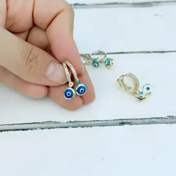 Evil Eye Pave Hoop Earrings