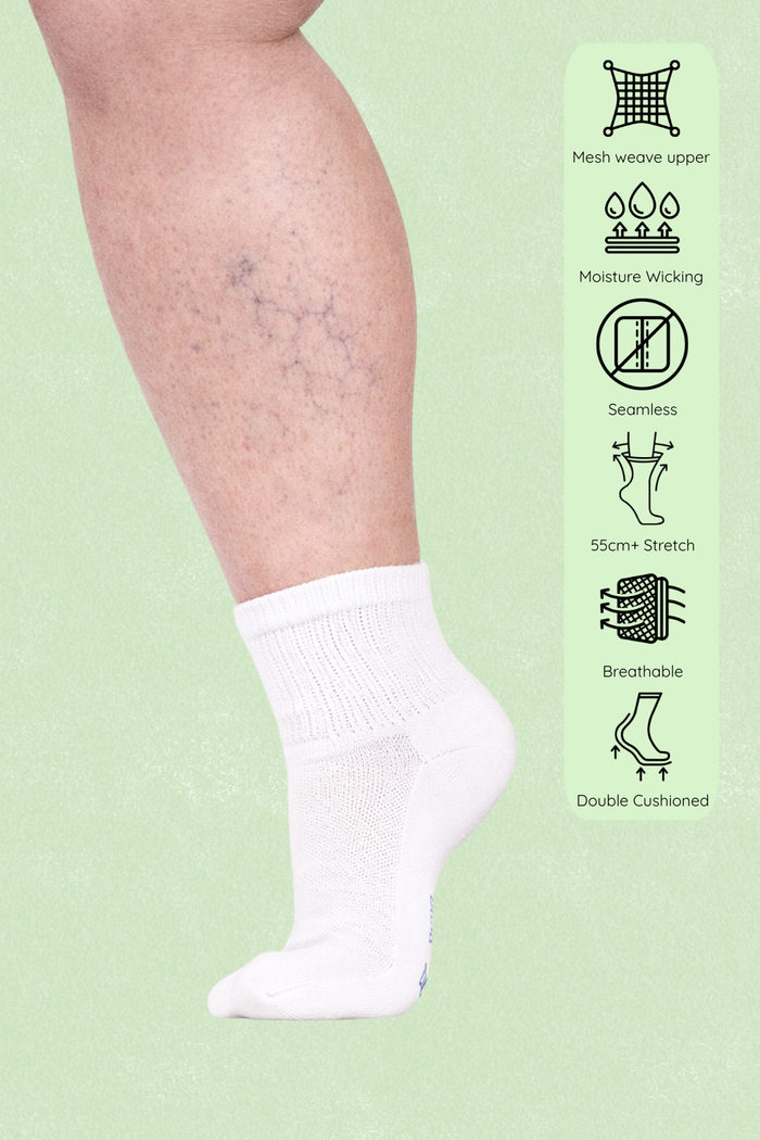 Extra Stretch Diabetic Friendly Socks | 1/4 Crew Length