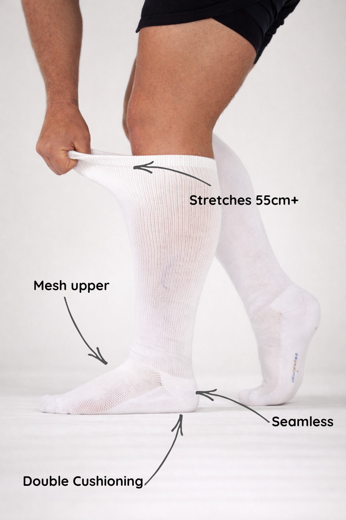 Extra Stretch Diabetic Friendly Socks | Below The Knee Length