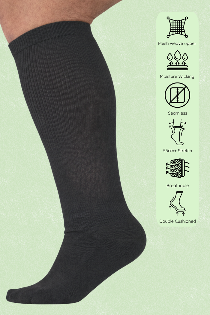 Extra Stretch Diabetic Friendly Socks | Below The Knee Length