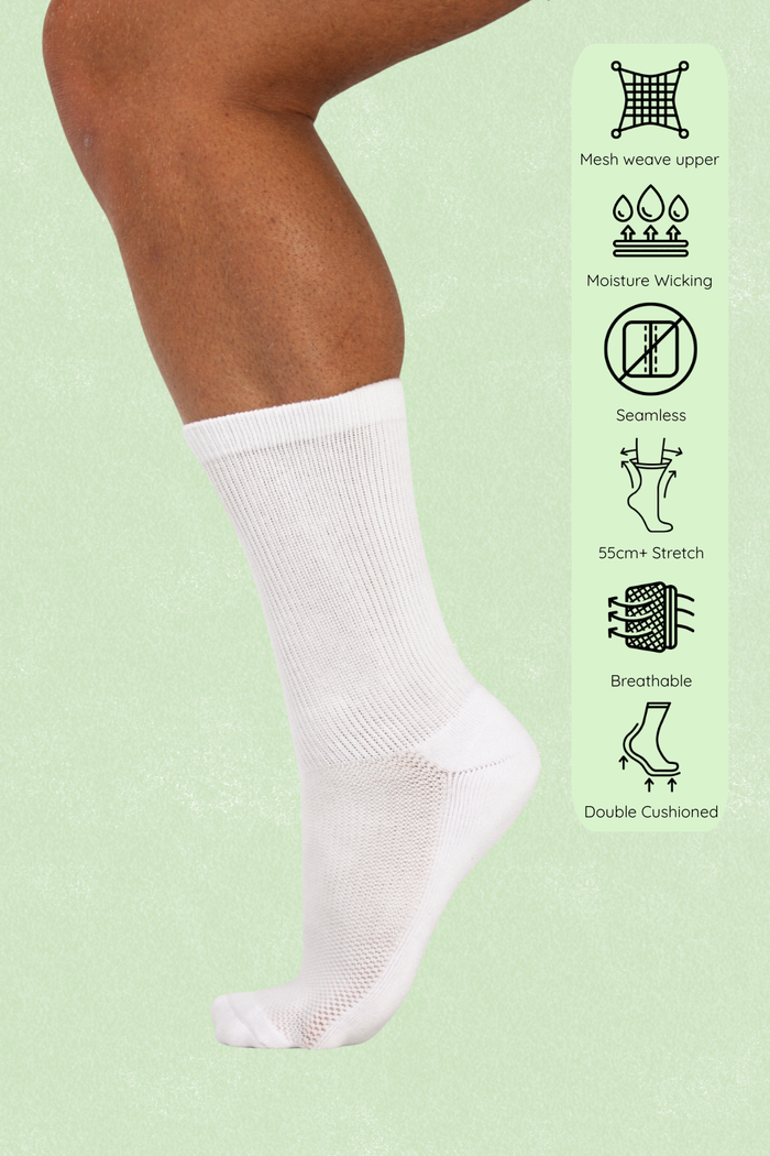 Extra Stretch Diabetic Friendly Socks  | Crew Length