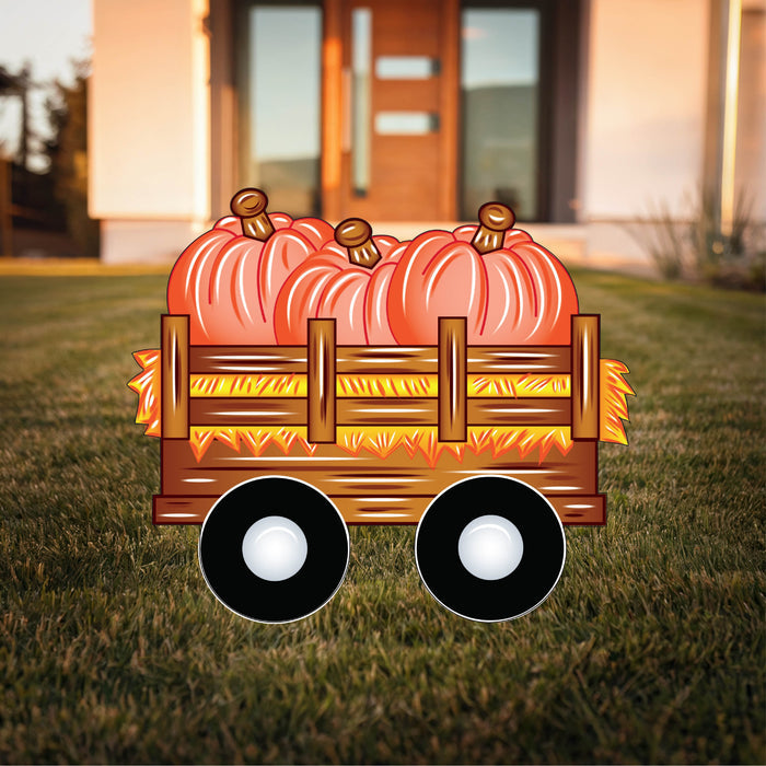 Fall Halloween Pumpkin Wagon Yard Sign