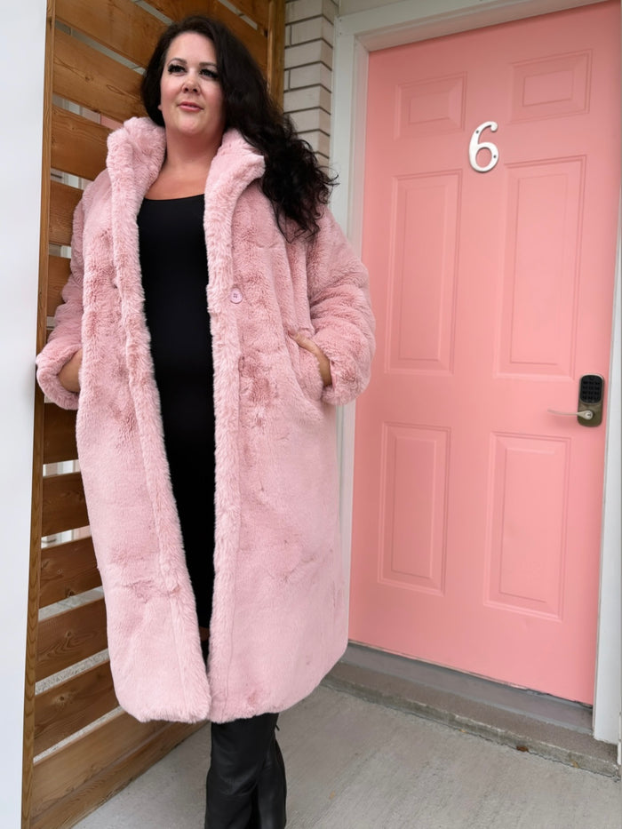 Faux Fur Cozy Pink Coat - Laluxe Femme