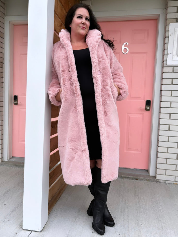 Faux Fur Cozy Pink Coat - Laluxe Femme