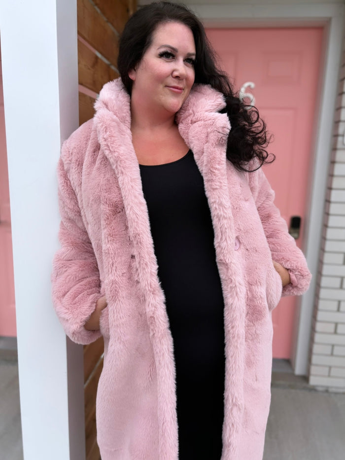 Faux Fur Cozy Pink Coat - Laluxe Femme